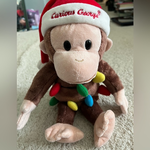 Curious George Plush Monkey Stuffed Animal ~ Rare Christmas Lights Edition! - Picture 1 of 6